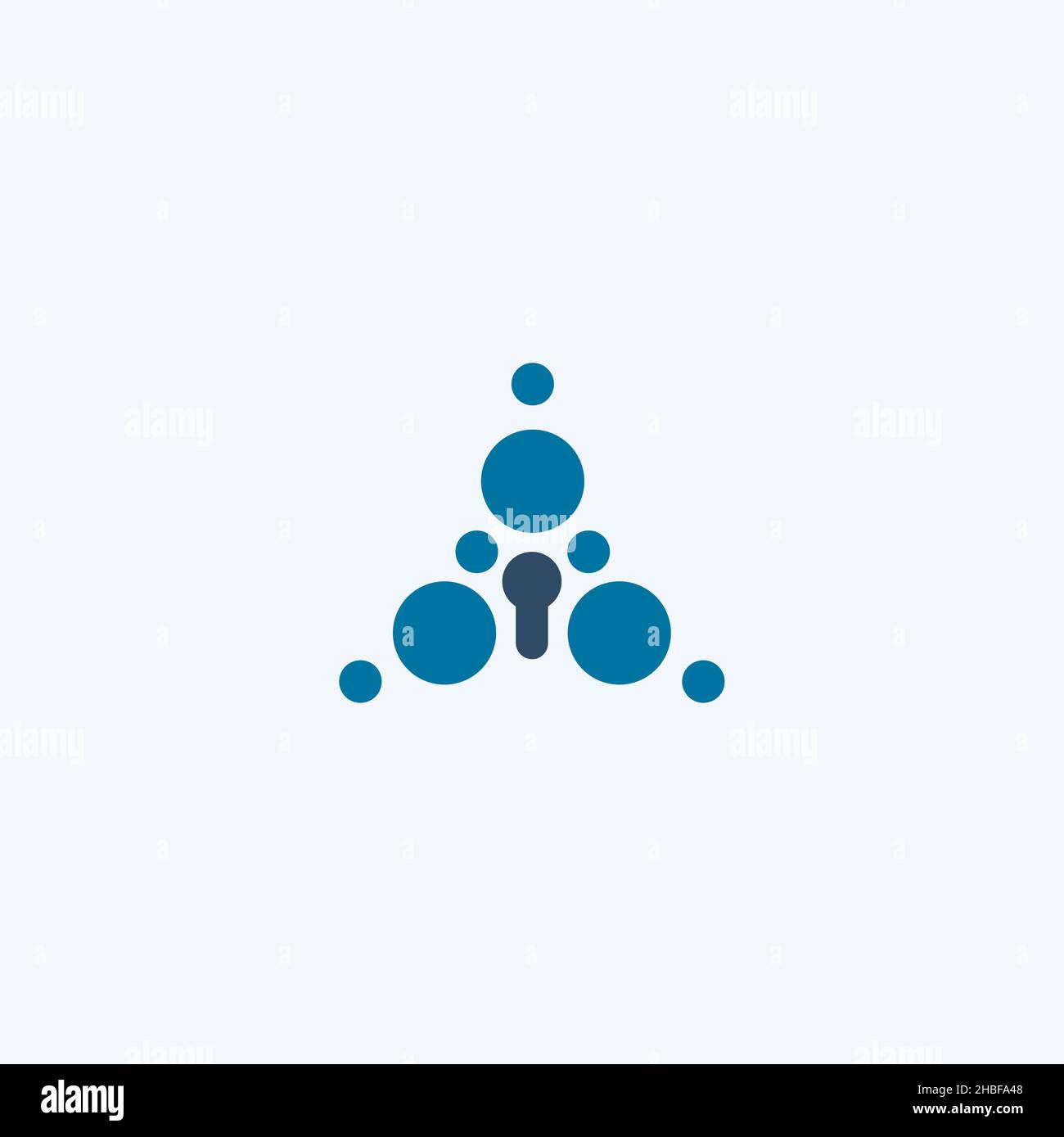 Keyhole abstract bubbles in triangle logo concetto di sicurezza, protezione delle informazioni, sicurezza informatica. Illustrazione vettoriale, icona di blocco Illustrazione Vettoriale
