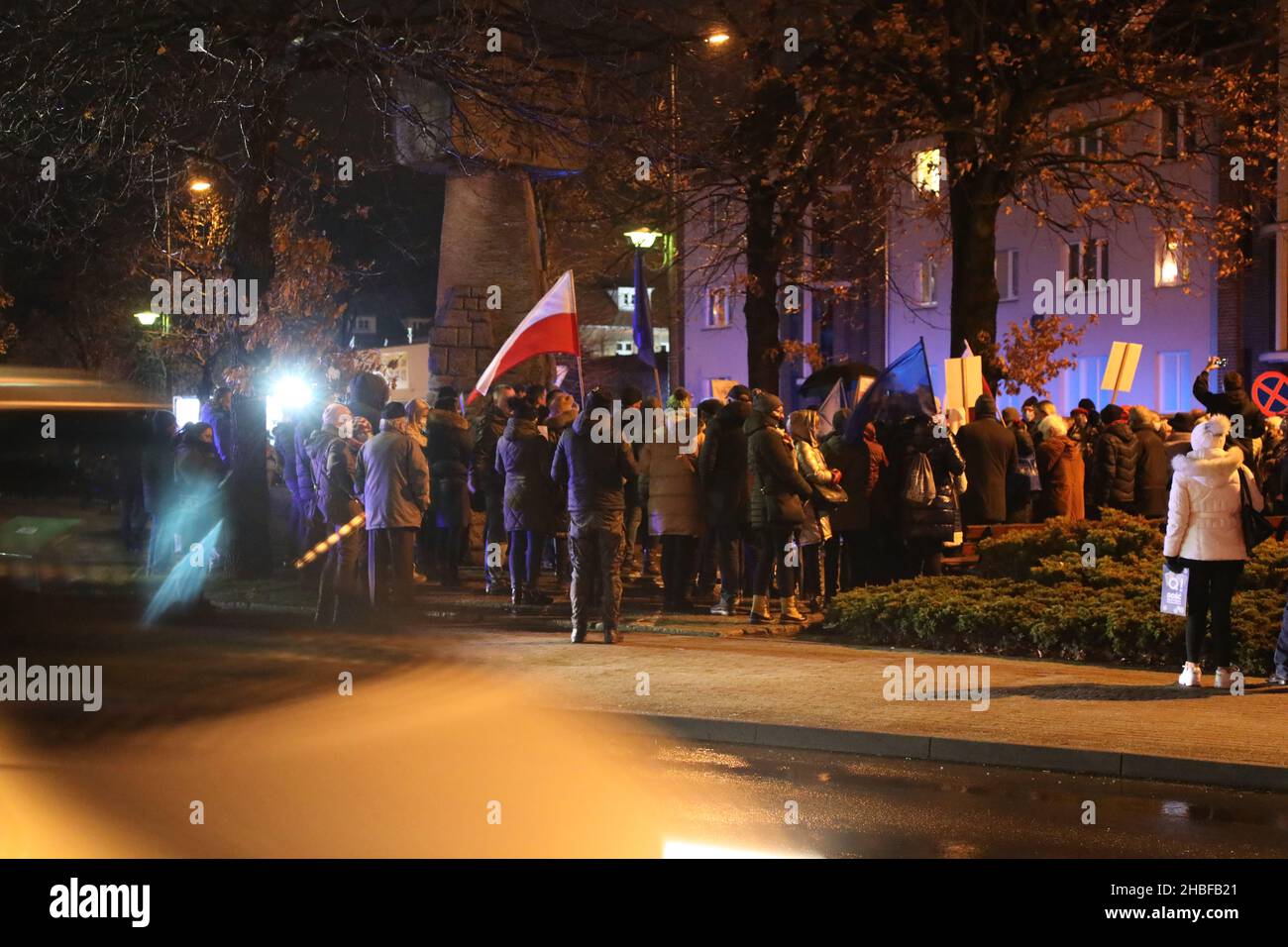 Protestveranstaltung a ganz Polen: VETO! FREIE MEDIEN, FREIE MENSCHEN, FREIES POLEN!protesta zur Verteidigung von TVN und Unterstützung der bürgerlich Foto Stock
