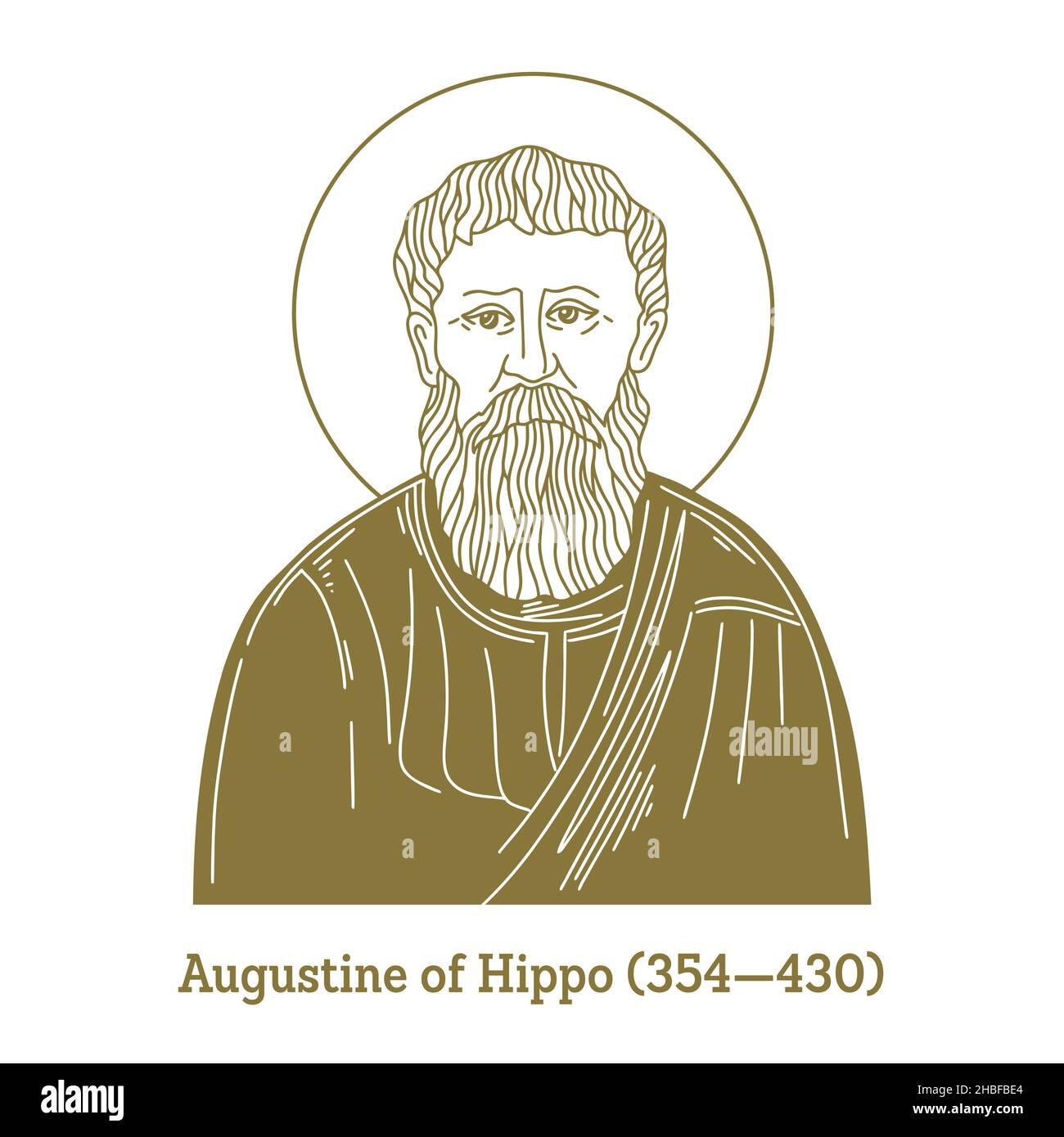 Agostino di Ippona (354-430) fu teologo e filosofo. I suoi scritti influenzarono lo sviluppo della filosofia occidentale e del cristianesimo occidentale. Illustrazione Vettoriale