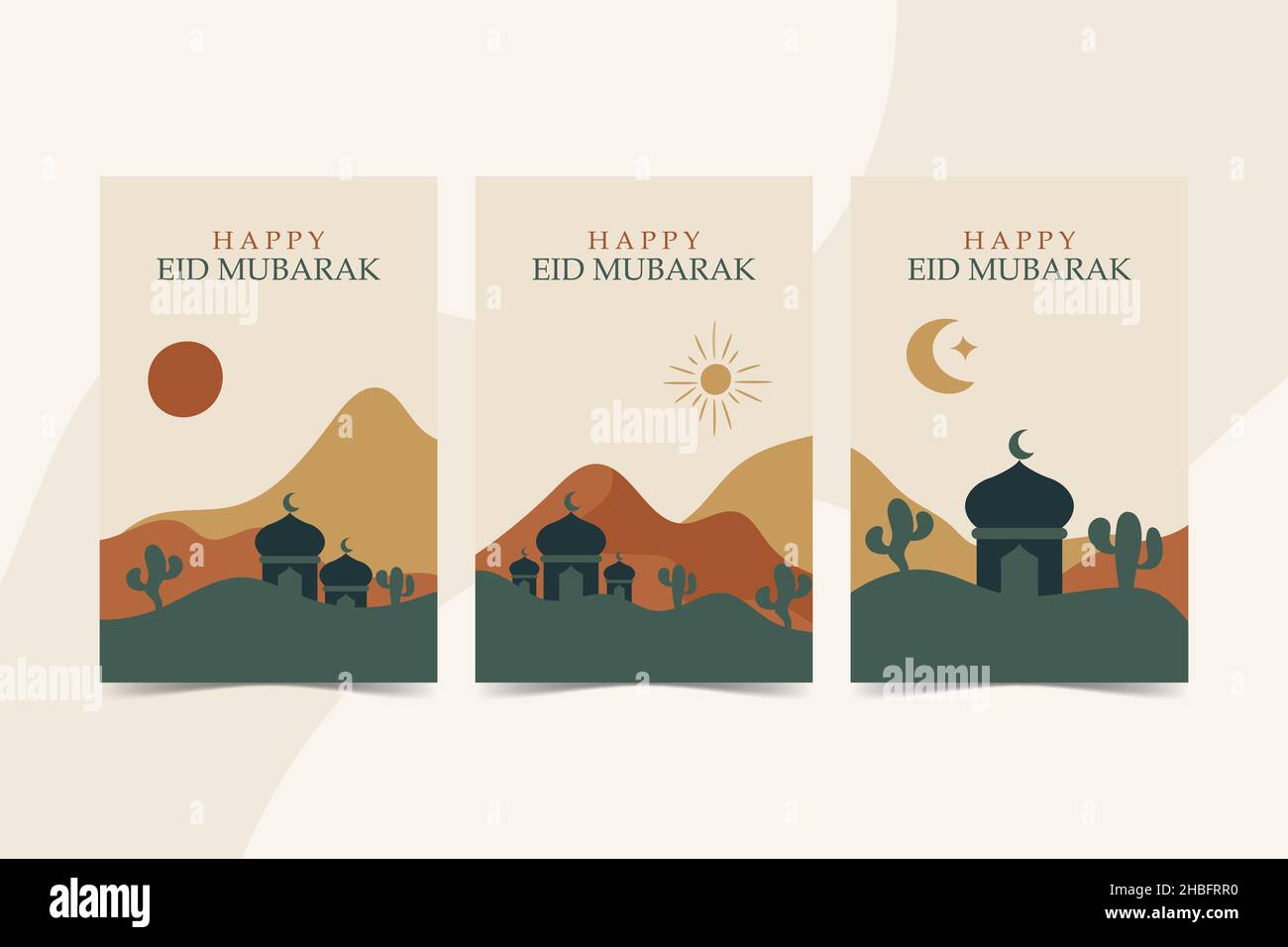 Islamic Wall Art, icona della linea islamica disegnata a mano con forma astratta colore del tono della Terra Illustrazione Vettoriale