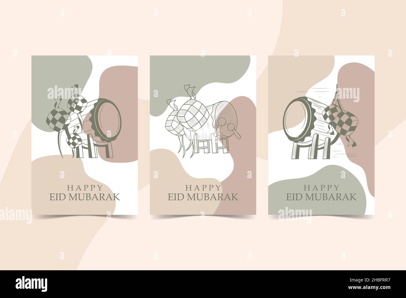 Islamic Wall Art, icona della linea islamica disegnata a mano con forma astratta colore del tono della Terra Illustrazione Vettoriale