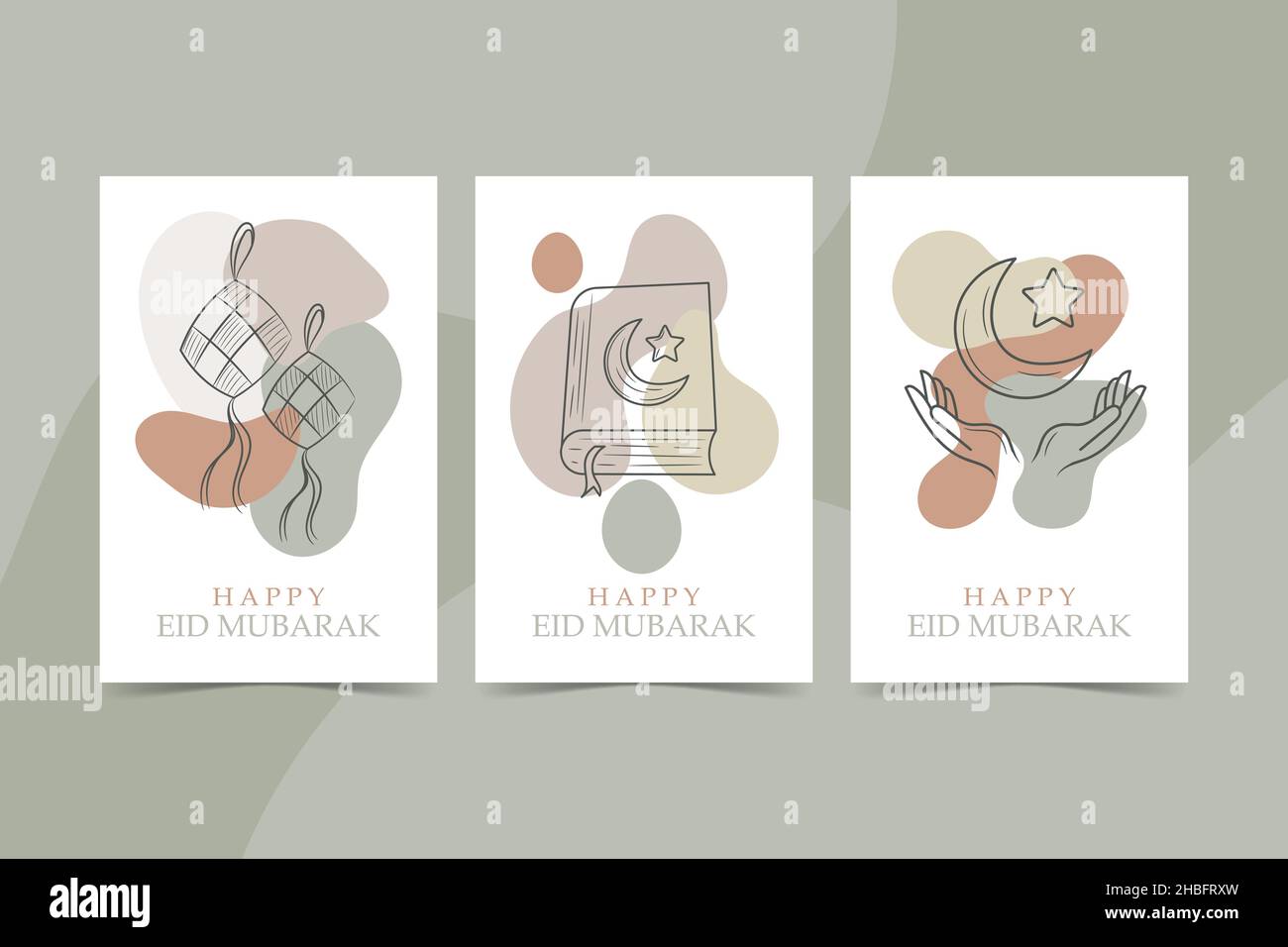 Islamic Wall Art, icona della linea islamica disegnata a mano con forma astratta colore del tono della Terra Illustrazione Vettoriale