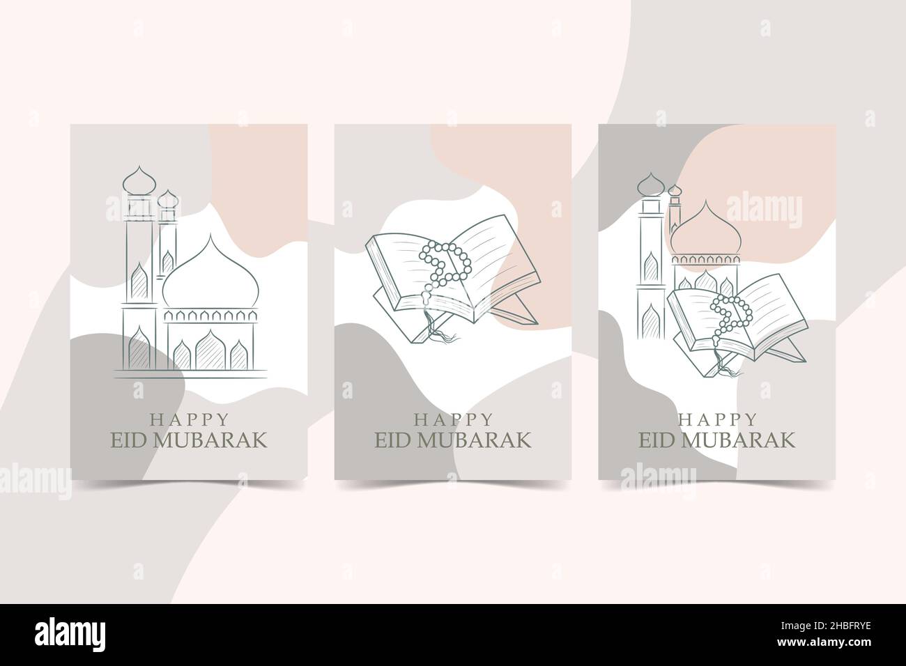 Islamic Wall Art, icona della linea islamica disegnata a mano con forma astratta colore del tono della Terra Illustrazione Vettoriale