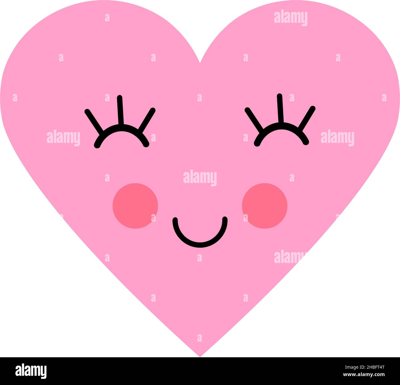 Cute cuore emoji. Icona del volto sorridente. Sorridente. Cartolina di San Valentino. Forma del viso del cuore alla moda. Stampa a colori per abiti, tessuti e altro Illustrazione Vettoriale
