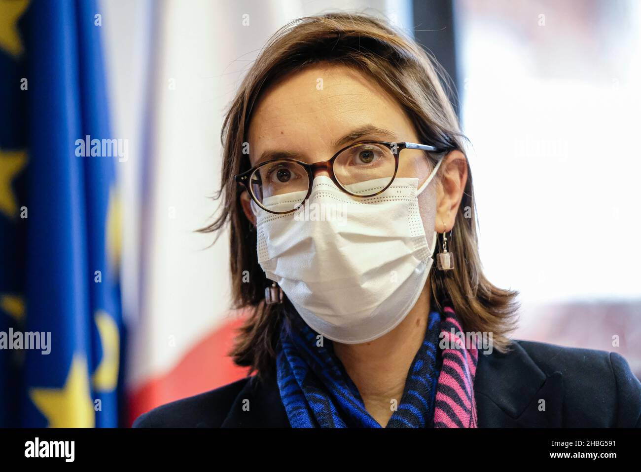 Lione (Francia), 10 dicembre 2021. Amélie de Montchalin, ministro della trasformazione e del servizio pubblico, è stato in visita all'Istituto Regionale di Foto Stock