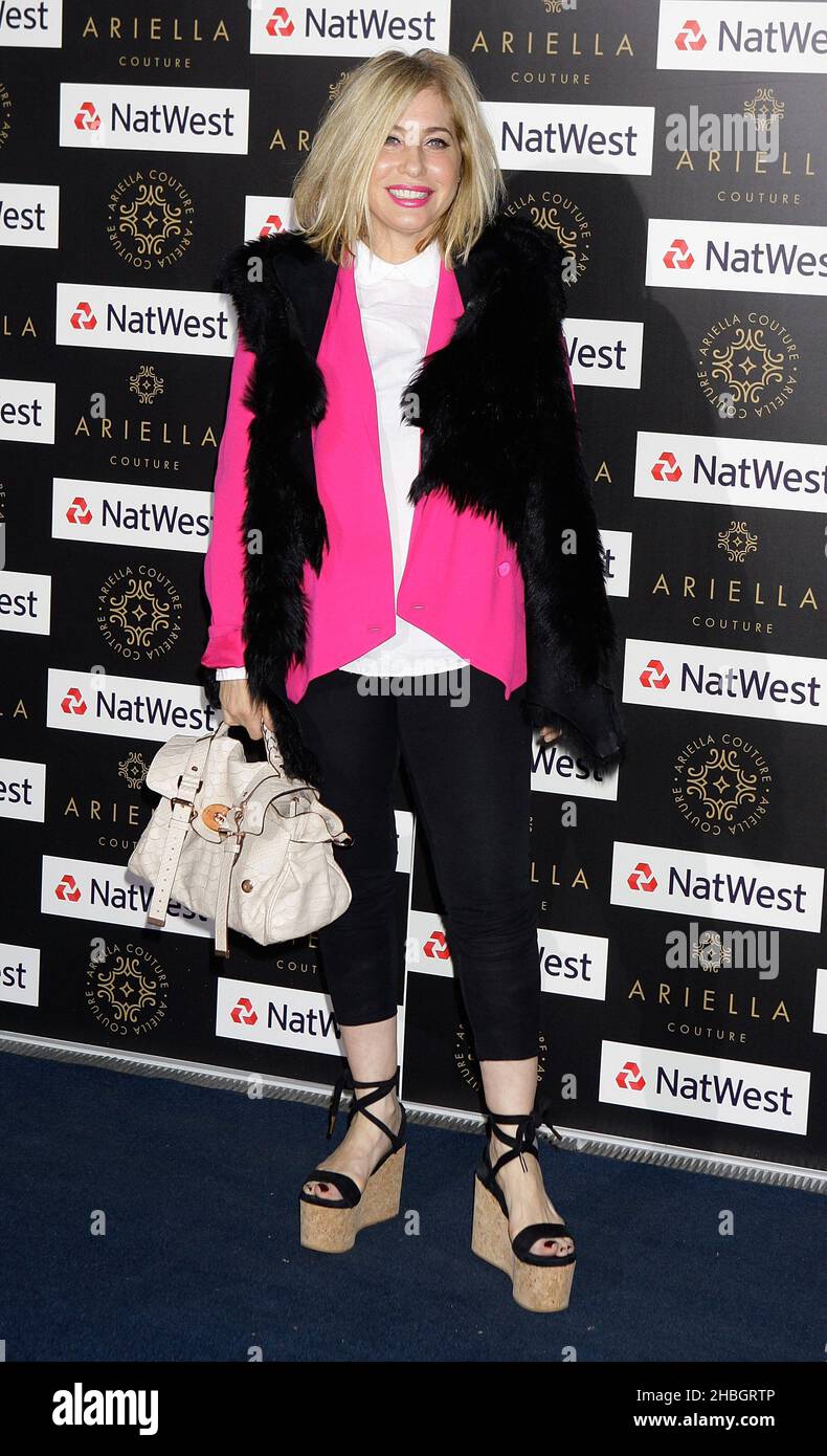 Brix Smith-Start partecipa allo spettacolo Ariella Couture Catwalk Show al 250 di Bishopsgate, Londra. Foto Stock