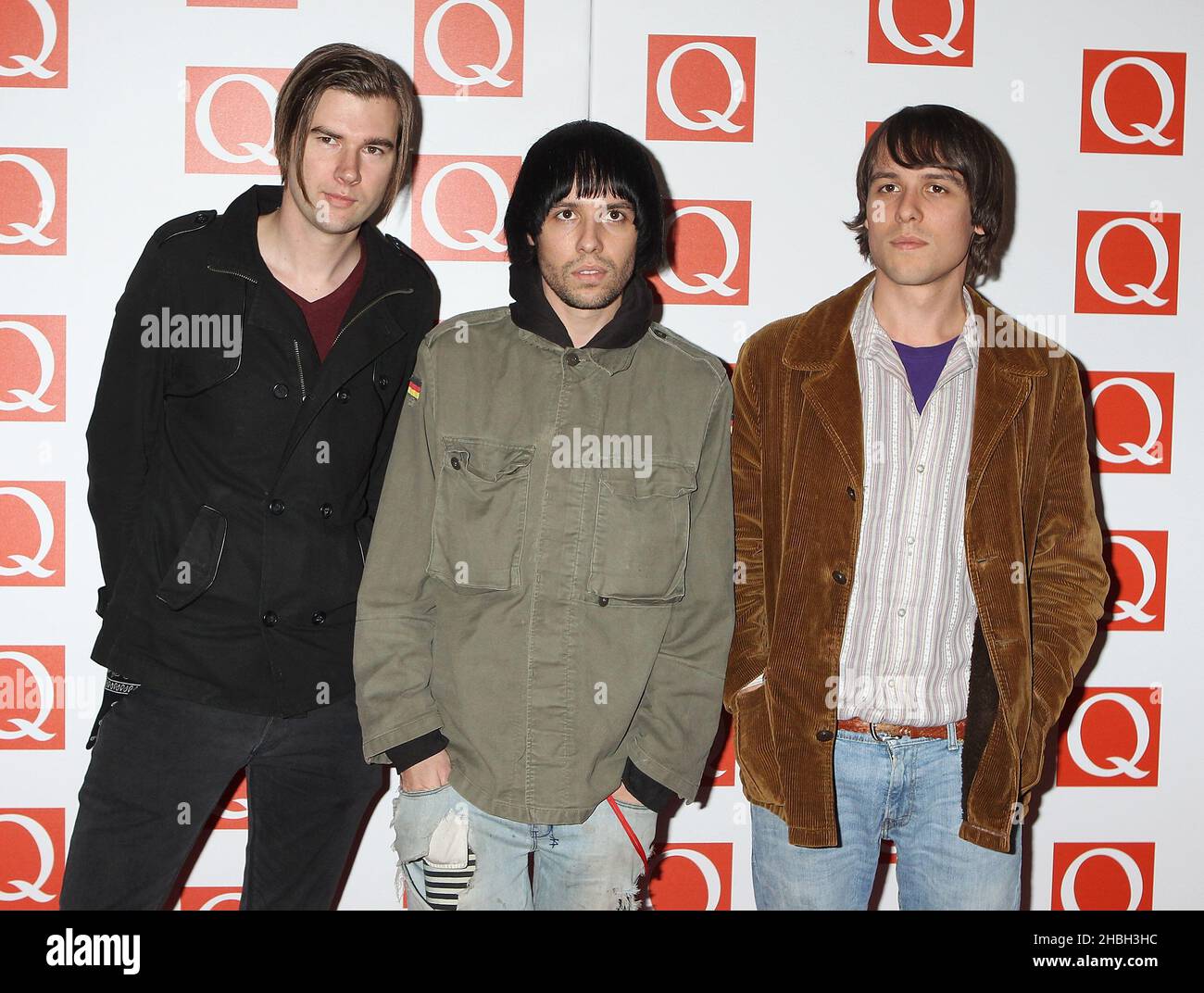 Ross Jarman, Ryan Jarman e Gary Jarman dei Culle in arrivo al Q Awards al Grosvenor Hotel di Londra. Foto Stock