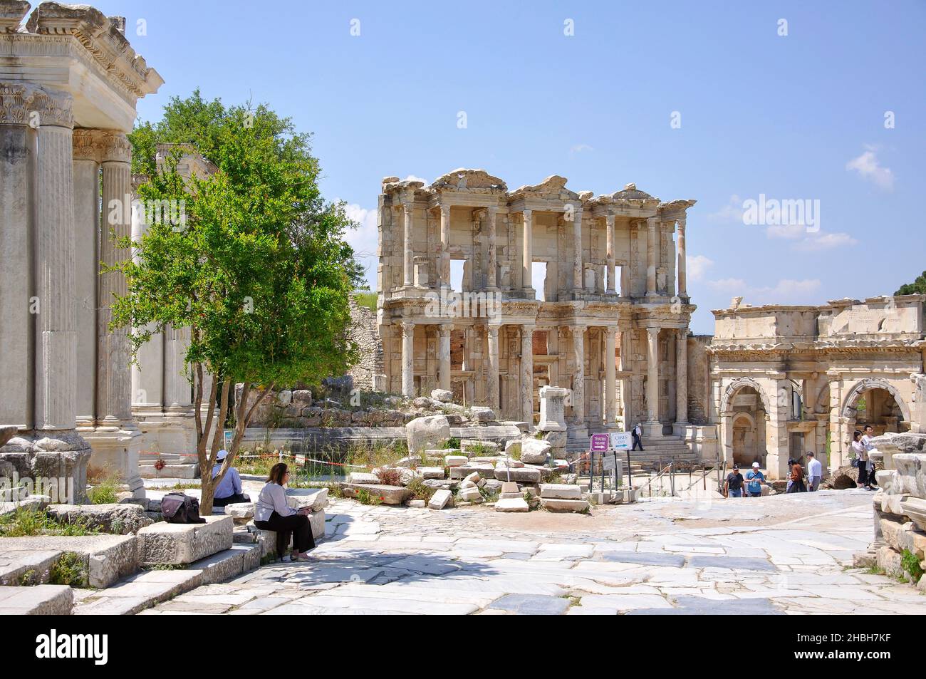 Libreria di Celcsus, antica città di Efeso, Selcuk, provincia di Izmir, Turchia Foto Stock