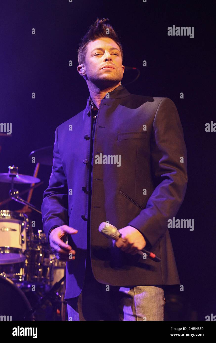 Duncan James of Blue si esibisce al Shepherd's Bush Empire di Londra. Foto Stock