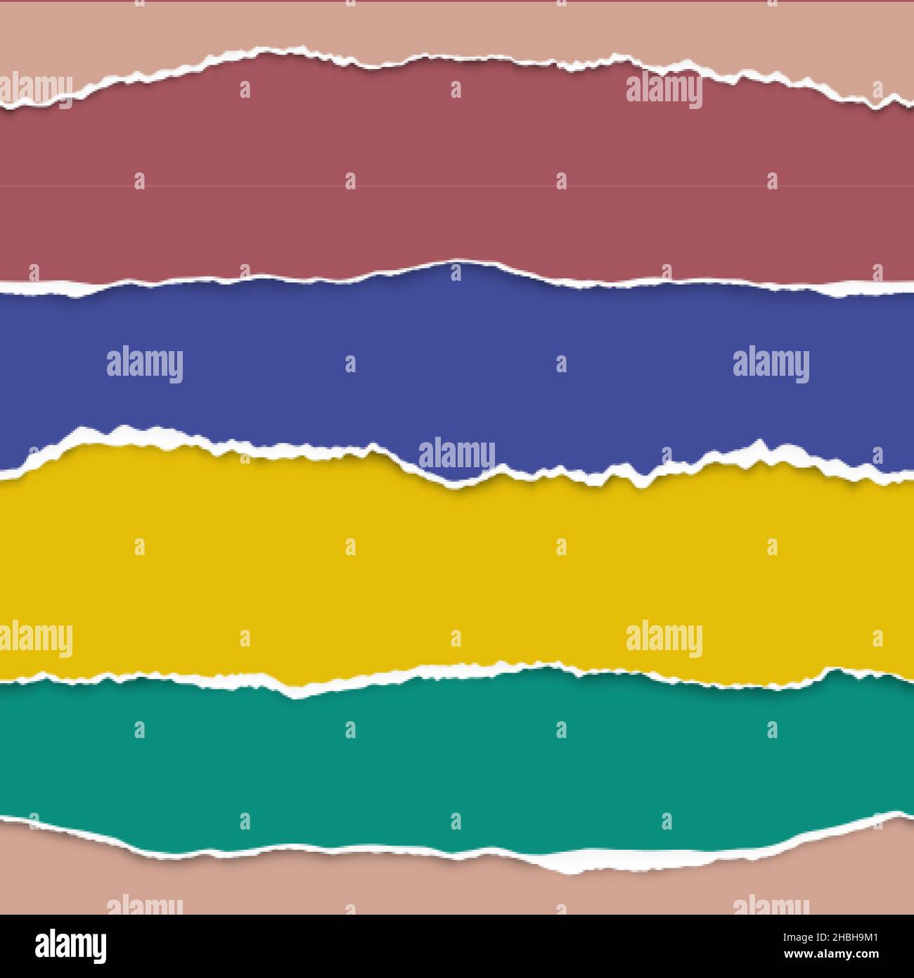 Bordi della carta strappati senza giunture. Rippare pagine colorate, carta strisce per banner Web, poster pubblicitari, biglietti personali e design di inviti. Fogli puliti Illustrazione Vettoriale