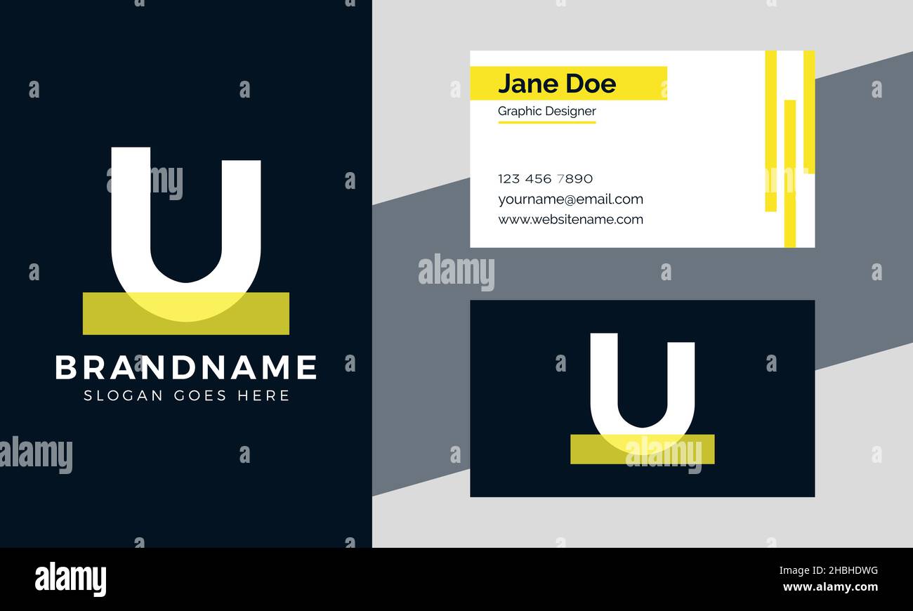 Modello di design del logo della lettera U di branding Abstract Premium Illustrazione Vettoriale