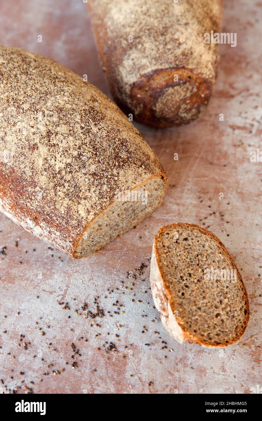 Senza glutine Chia (Salvia hispanica) il pane Foto Stock