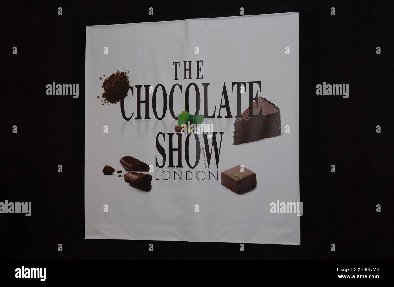 The Chocolate Show, logo all'Olympia di Londra. Foto Stock