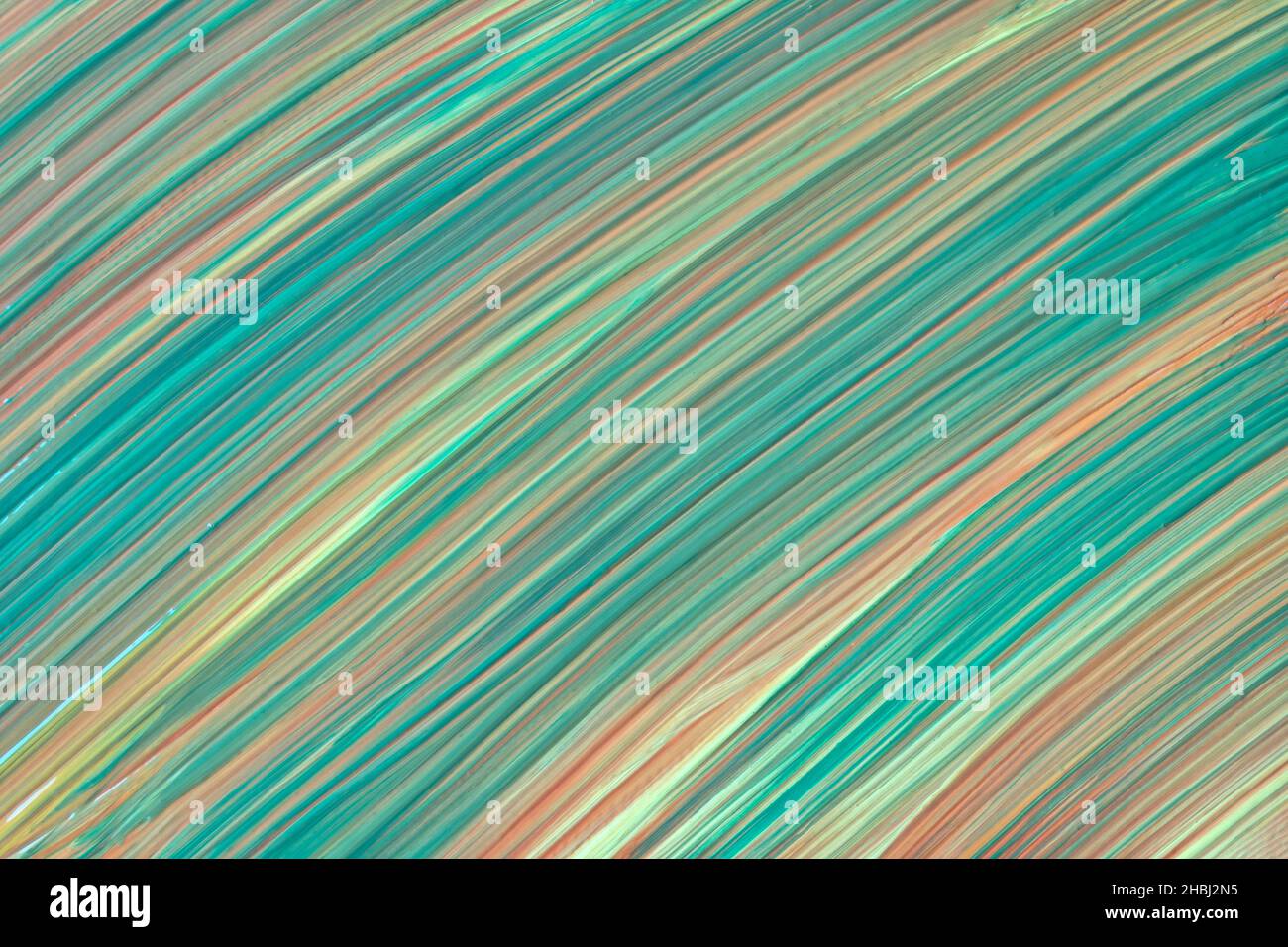 Astratto arte sfondo verde chiaro e beige colori. Pittura ad acquerello su tela con tratti di ciano e splash. Disegno acrilico su carta con macchie Foto Stock