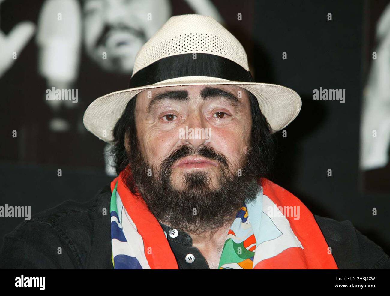 Luciano Pavarotti Press Conference per il lancio del nuovo album ti Adoro. Foto Stock