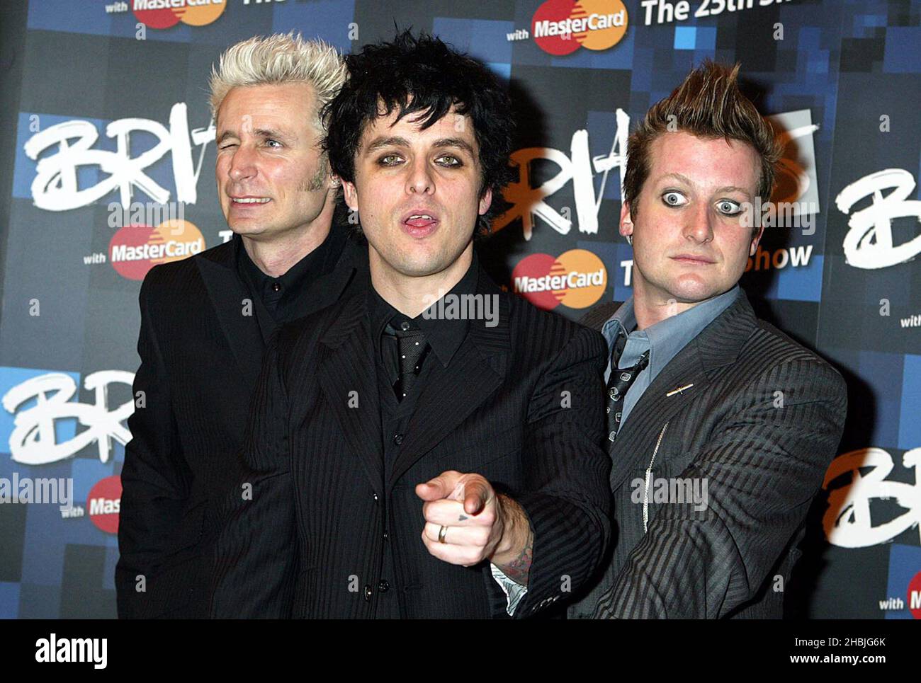 Green Day al Brit Awards 2005, Earls Court, Londra. Foto Stock