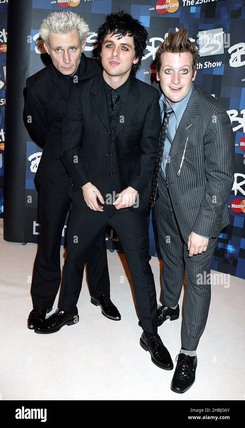 Green Day al Brit Awards 2005, Earls Court, Londra. Foto Stock