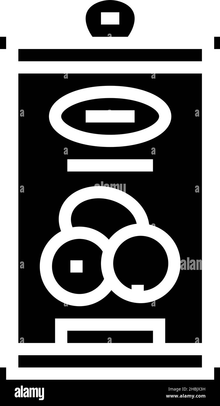 inscatolamento dell'oliva in contenitore glyph icona vettore illustrazione Illustrazione Vettoriale