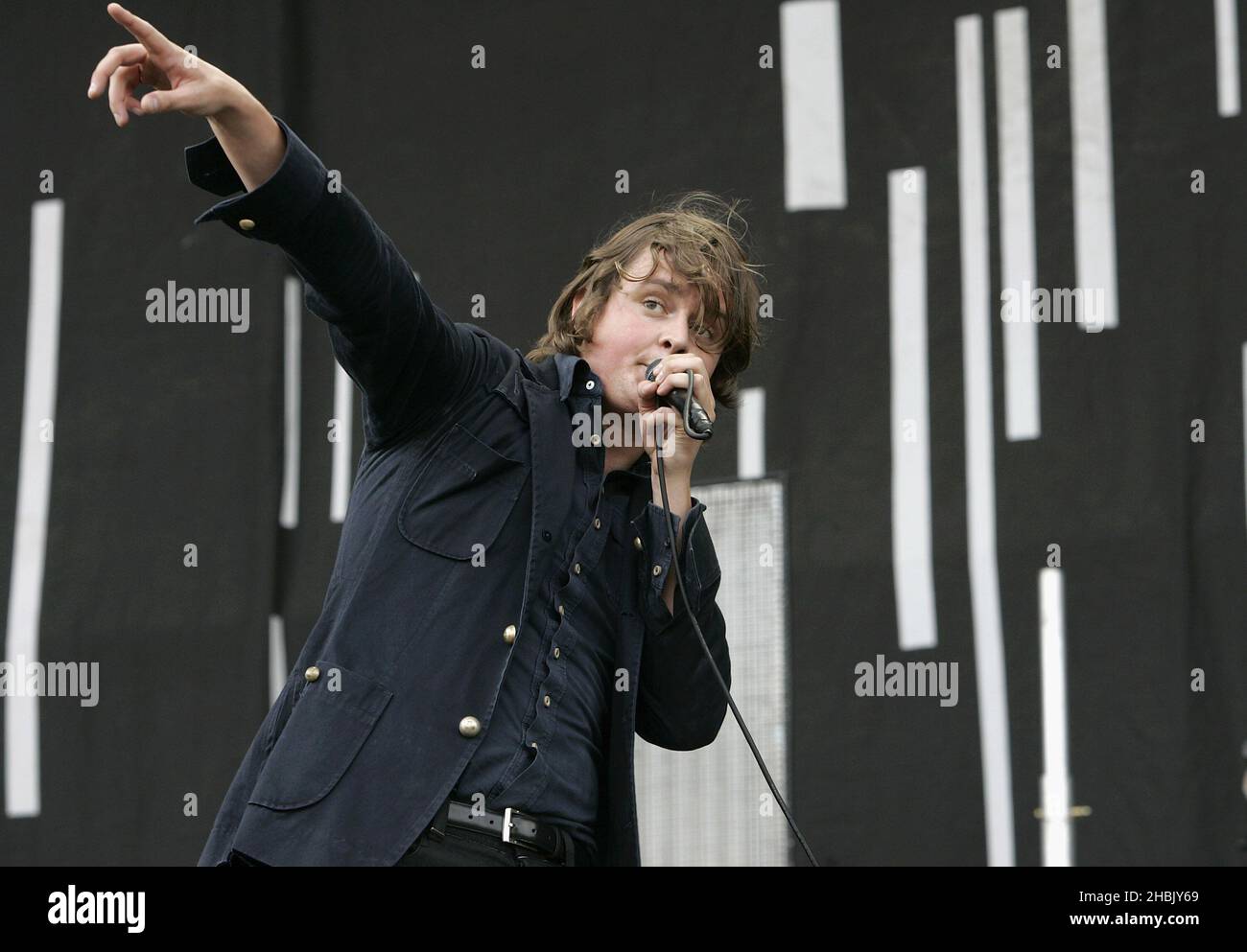 Tom Chaplin di Keane si esibisce sul palco, durante il V Festival in Hylands Park a Chelmsford, Essex domenica 20 agosto 2006. Foto di intrattenimento Foto Stock