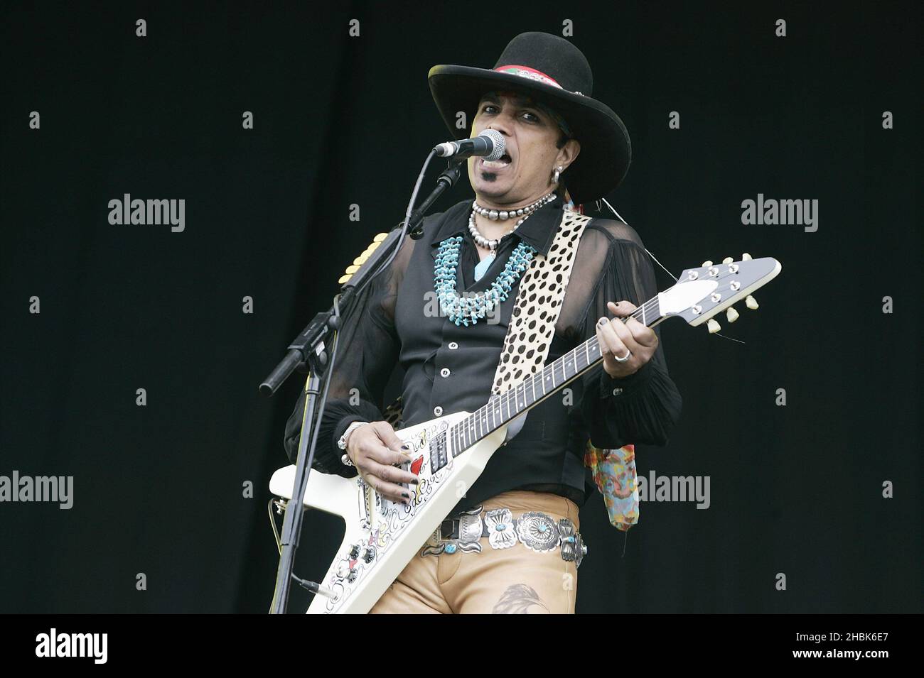 Micki Free e la sua Blues Band all'Hard Rock Cafe Backstage di Hyde Park che si terrà il 24,2007 giugno a Londra. Foto Stock