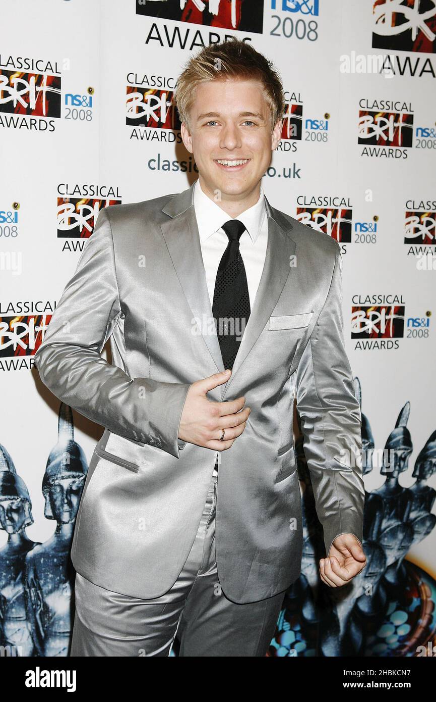 Jonathan Ansell durante i Classical Brit Awards 2008, si è tenuto presso la Royal Albert Hall nella parte ovest di Londra. Foto Stock