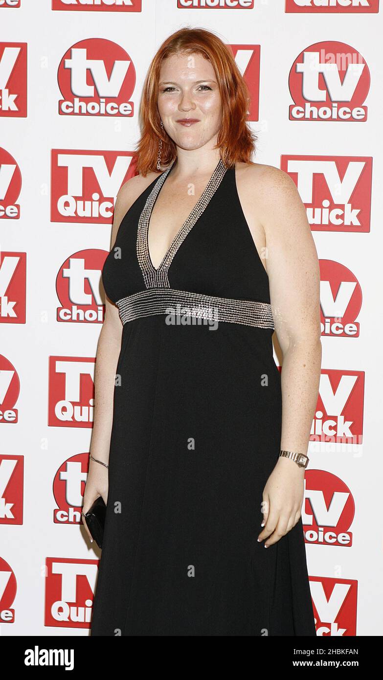 Mikyla Dodd arriva per i premi TV Quick e TV Choice 2008, al Dorchester, Park Lane, Londra. Foto Stock