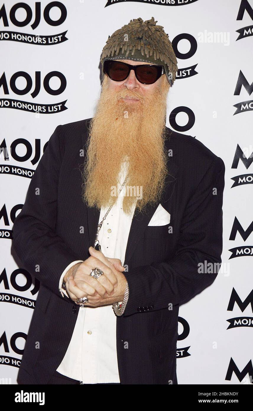 Billy Gibbons di ZZ Top arriva al MOJO Awards presso la Birreria di Londra. Foto Stock