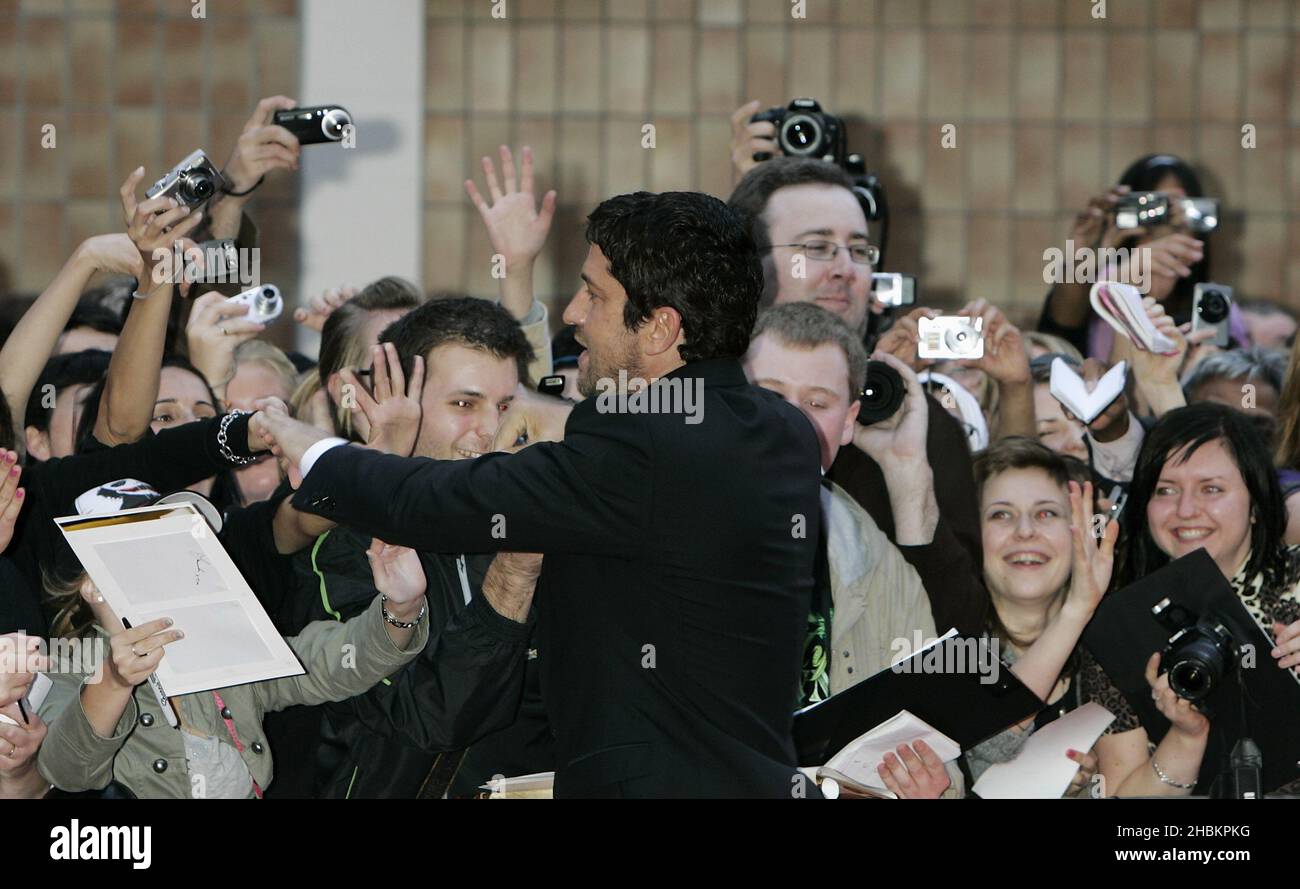 Gerard Butler arriva alla prima "The Ugly Truth" al Vue Cinema di Leicester Square, Londra. Foto Stock