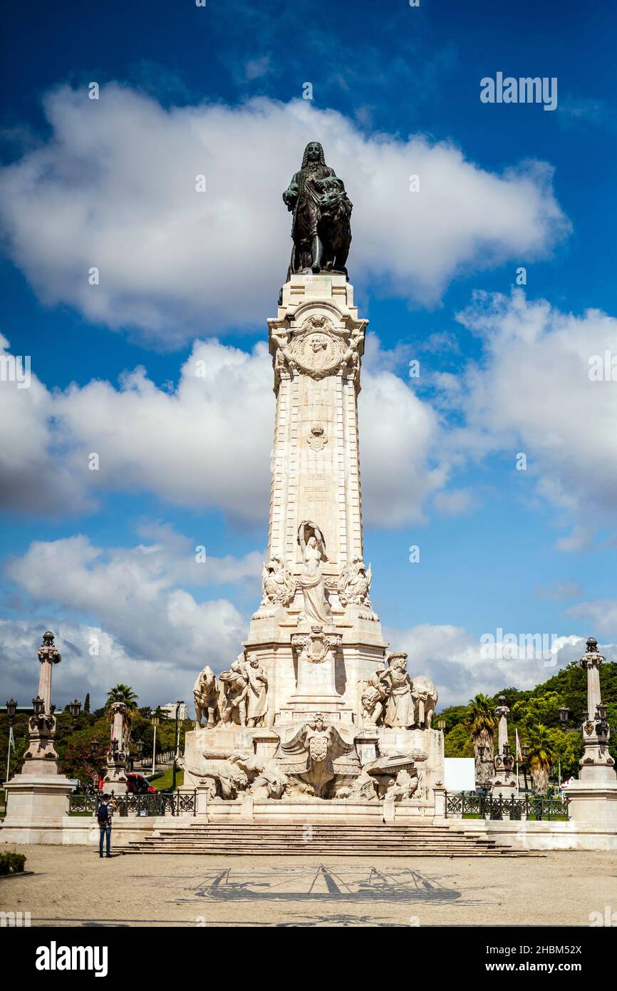 Marchese di Pombal statua nel centro di Lisbona, capitale del Portogallo Foto Stock