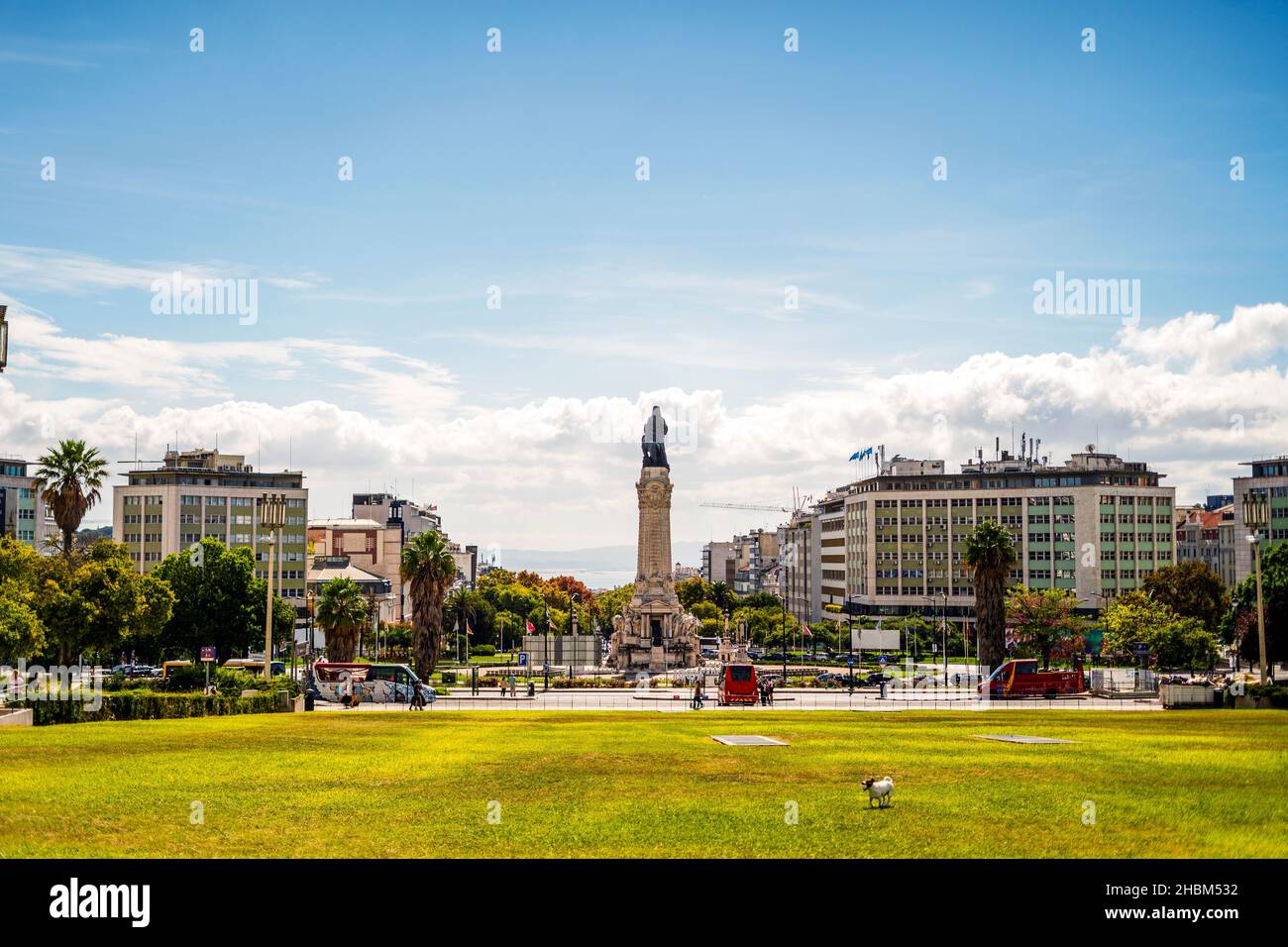 Marchese di Pombal statua e rotonda nel centro di Lisbona, Portogallo Foto Stock