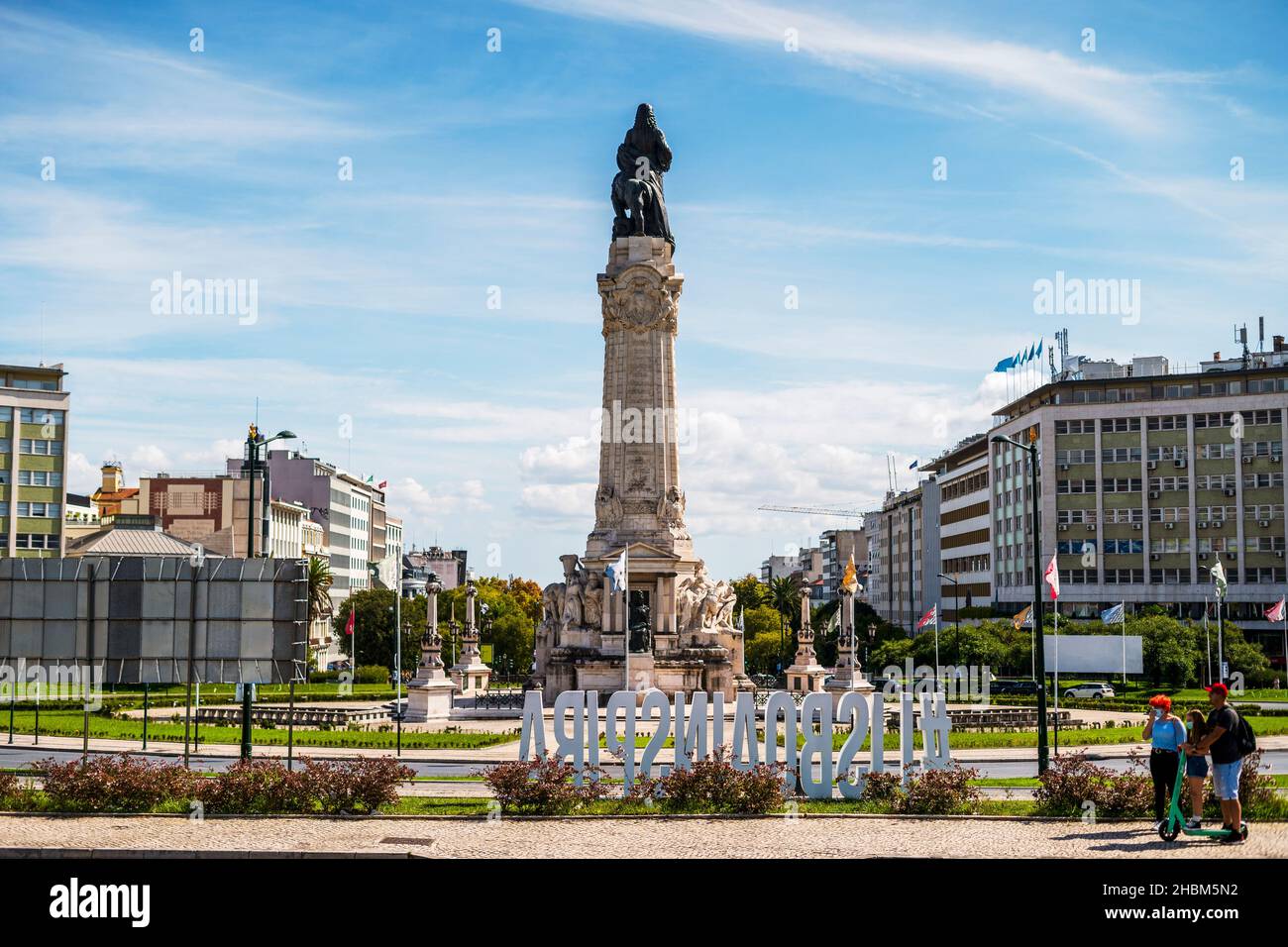 Marchese di Pombal statua nel centro di Lisbona, capitale del Portogallo Foto Stock