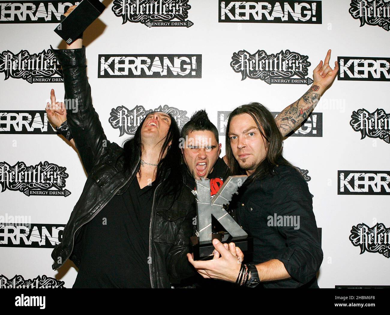 Bullet per il mio San Valentino vincere premio per la miglior Live Band al Relentless Energy drink Kerrang! Premi alla Birreria di Londra il 29 luglio 2010. Foto Stock