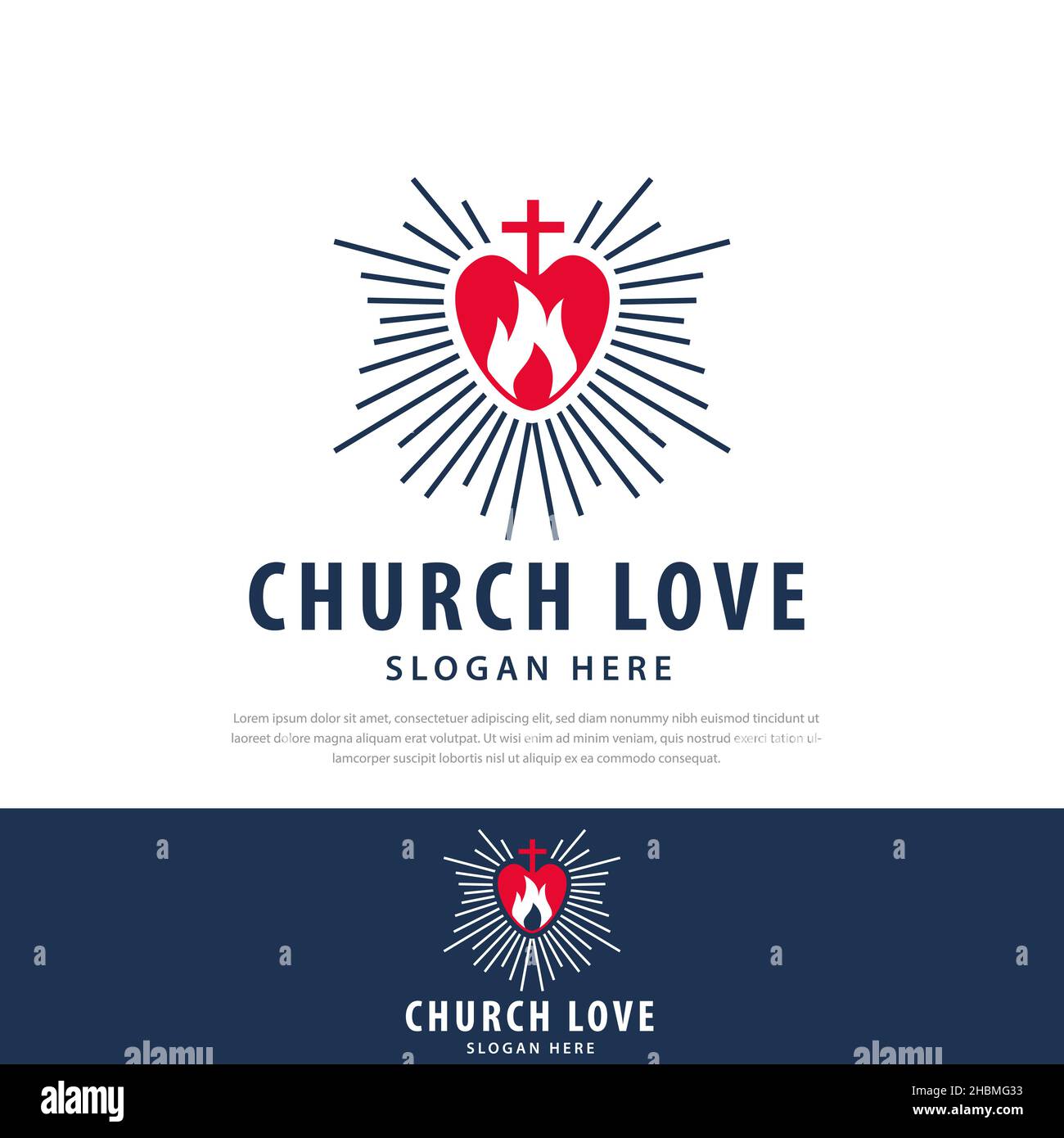 Croce chiesa amore cuore raggio logo design, astratto religioso fuoco santo, amore cuore logo, chiese cristiane e organizzazioni Illustrazione Vettoriale