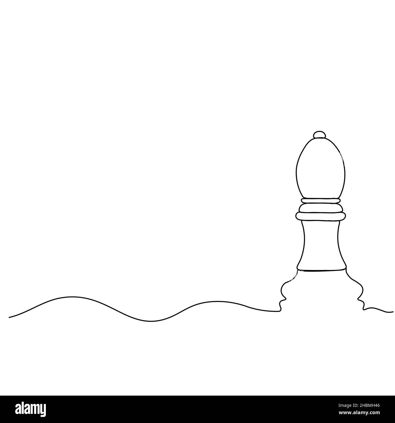 Scacchi Day. pezzo di scacchi vescovo. Linea continua. Illustrazione vettoriale disegnata con un'unica linea. Illustrazione Vettoriale