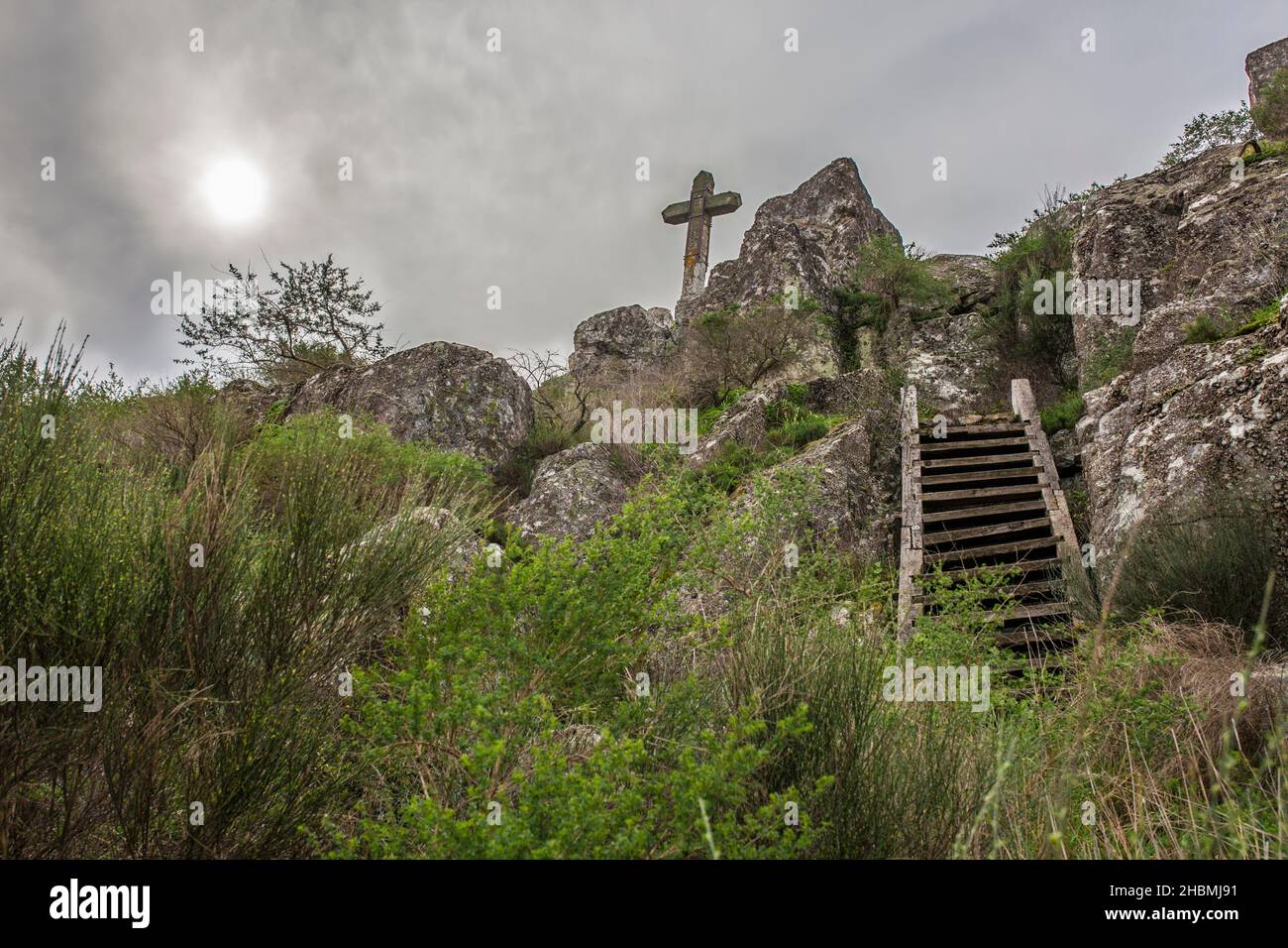 San Blas craig Cross. Sierra de San Pedro. Alburquerque, Badajoz, Extremadura, Spagna Foto Stock