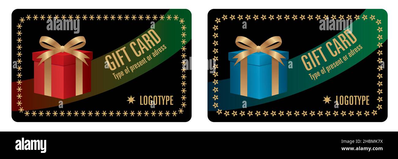 Modello con due disegni giftcard. Illustrazione vettoriale. EPS10. Illustrazione Vettoriale