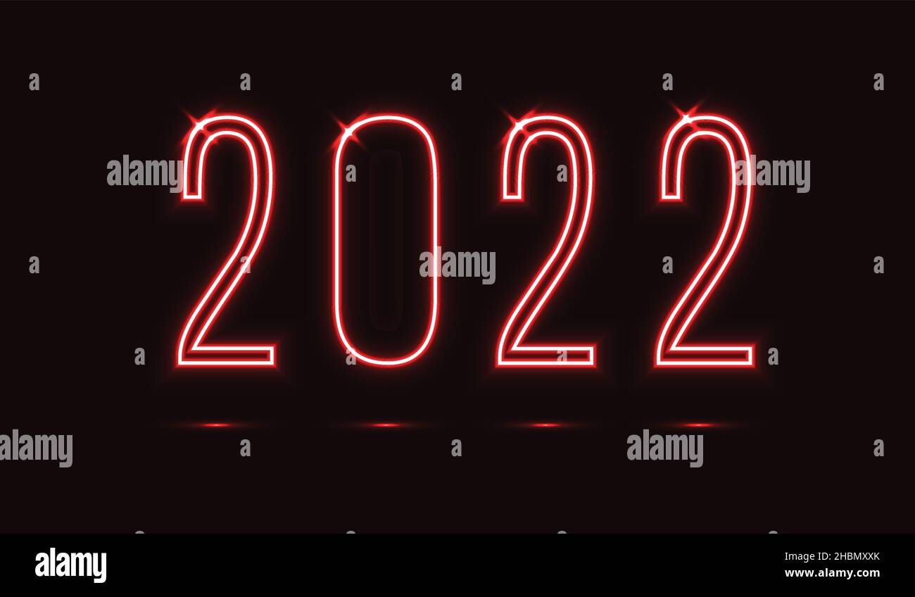 Felice anno nuovo 2022. Design vettoriale con effetto neon light. eps 10 Illustrazione Vettoriale