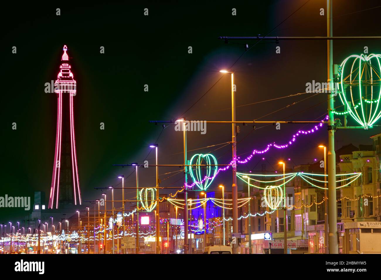Luci autunnali a Blackpool, Lancashire, Inghilterra. Foto Stock
