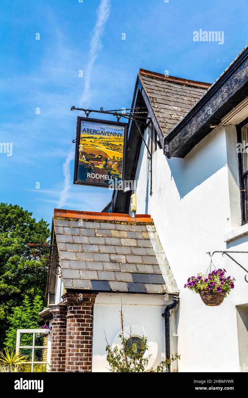 Esterno del pub Abergavenny Arms, Rodmell, South Downs National Park, East Sussex, Regno Unito Foto Stock