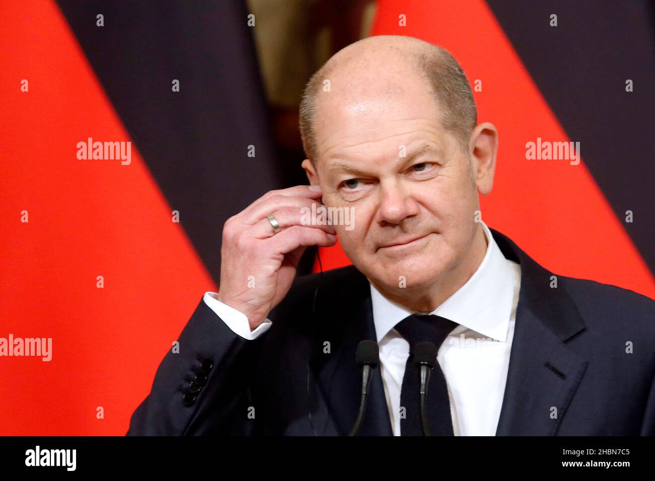Roma, Italia. 20th Dic 2021. Il Cancelliere tedesco OLAF Scholz durante l'incontro con il Premier italiano a Palazzo Chigi. Roma, Dicembre 20th 2021Photo Samantha Zucchi Insidefoto Credit: Insidefoto srl/Alamy Live News Foto Stock