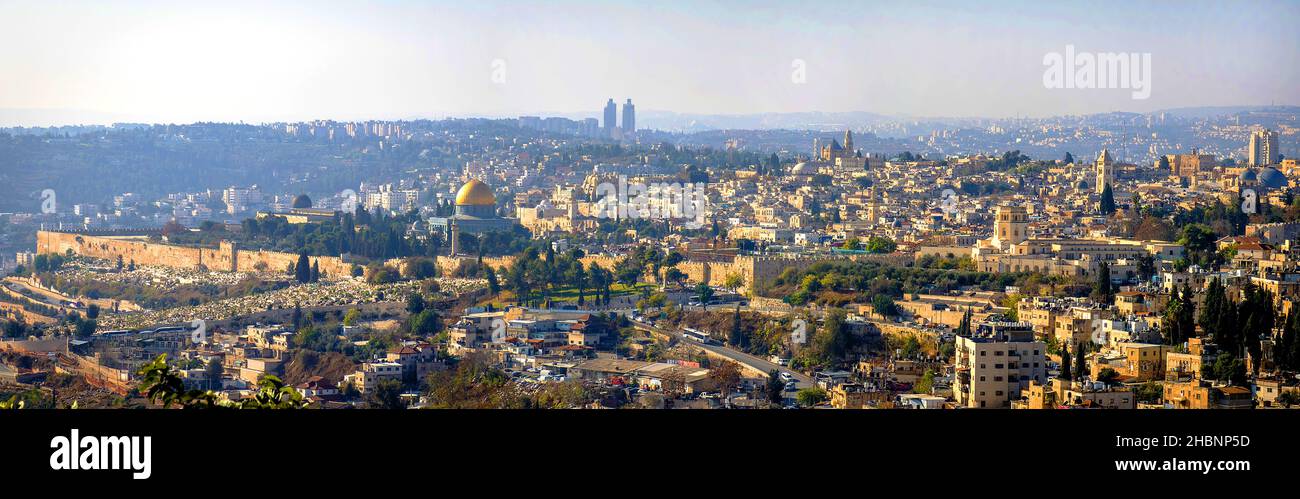 Sole mattutino sulla Città Vecchia, Gerusalemme Foto Stock