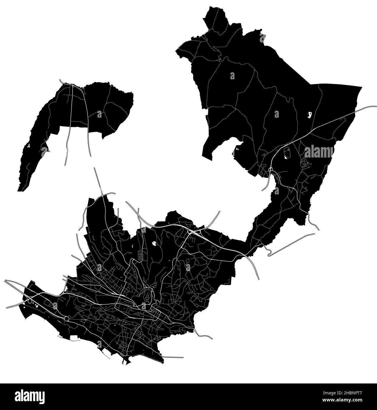Losanna, Svizzera, mappa vettoriale ad alta risoluzione con confini della città e percorsi modificabili. La mappa della città è stata disegnata con aree bianche e linee per principale Illustrazione Vettoriale
