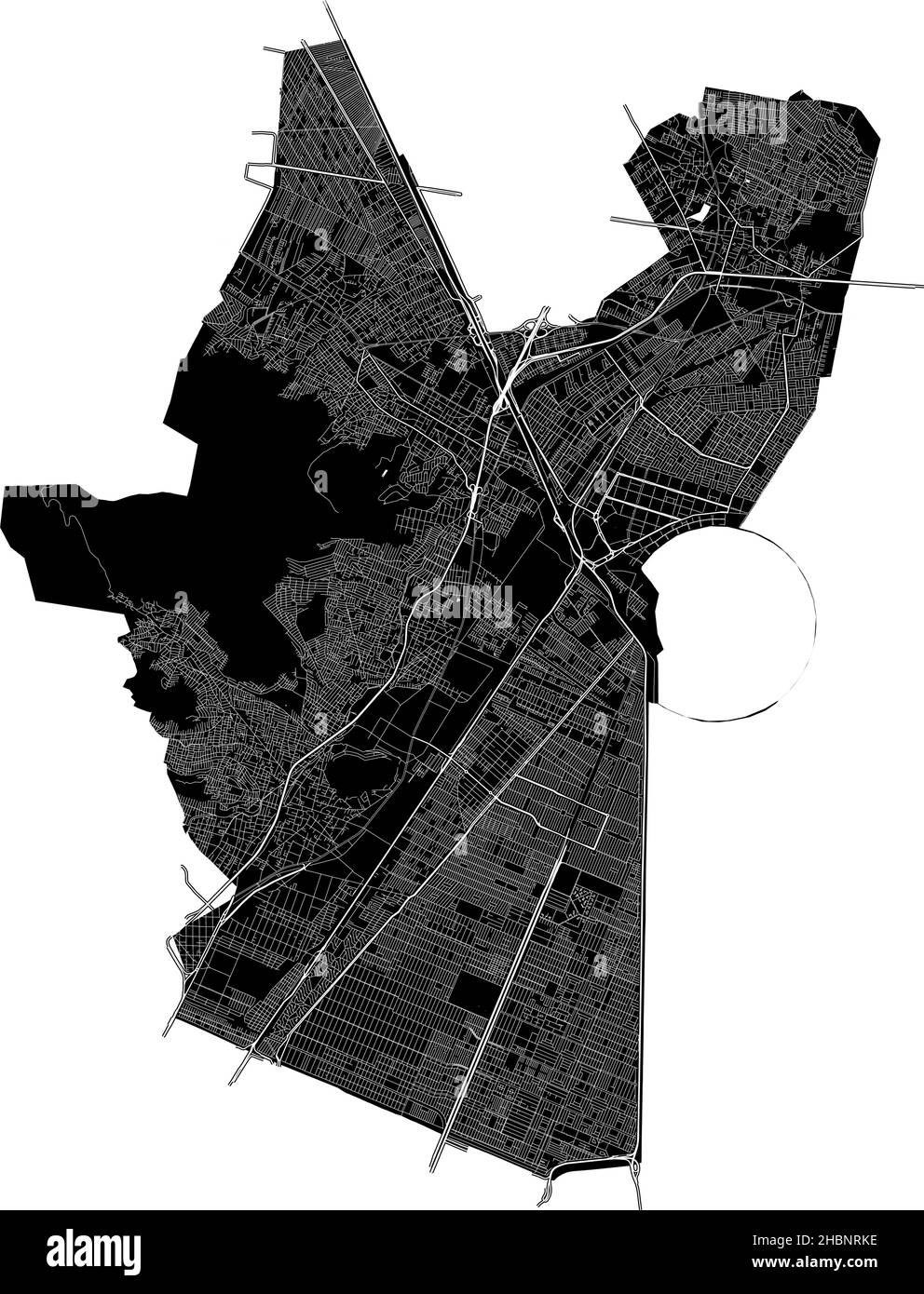 Ecatepec, Messico, mappa vettoriale ad alta risoluzione con confini della città e percorsi modificabili. La mappa della città è stata disegnata con aree bianche e linee per la strada principale Illustrazione Vettoriale