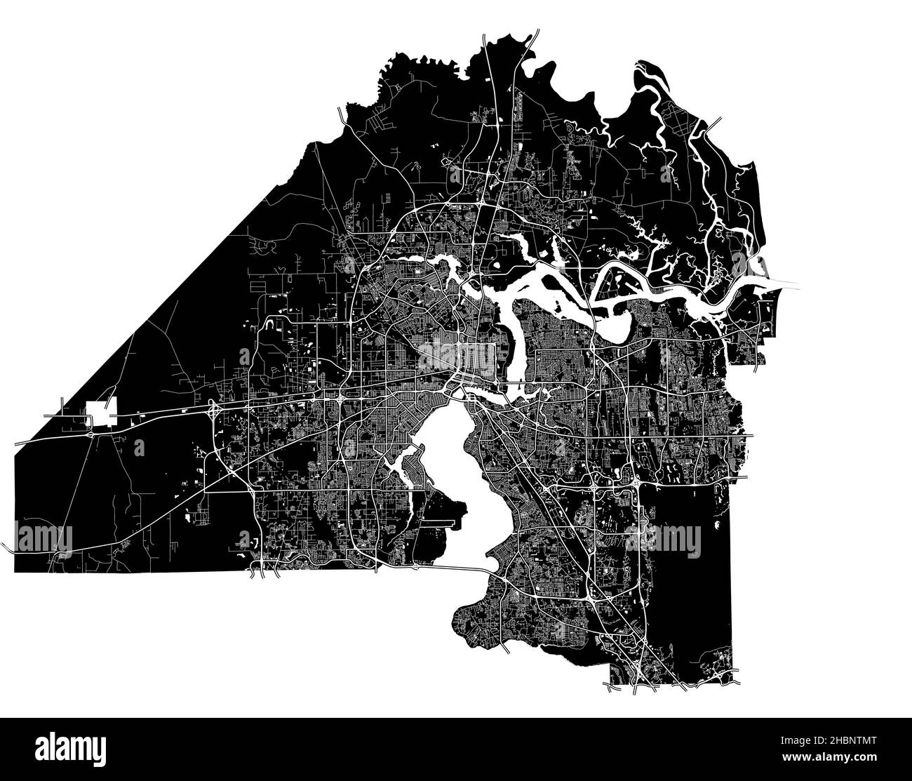 Jacksonville, Florida, Stati Uniti, mappa vettoriale ad alta risoluzione con confini della città e percorsi modificabili. La mappa della città è stata disegnata con aree bianche e. Illustrazione Vettoriale