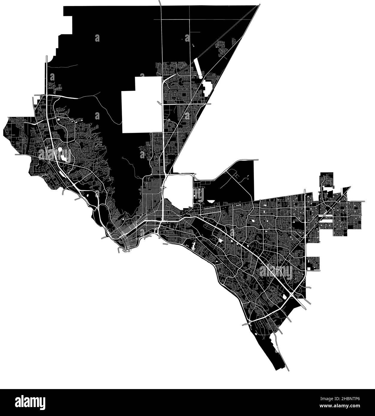 El Paso, Texas, Stati Uniti, mappa vettoriale ad alta risoluzione con confini della città e percorsi modificabili. La mappa della città è stata disegnata con aree e linee bianche Illustrazione Vettoriale