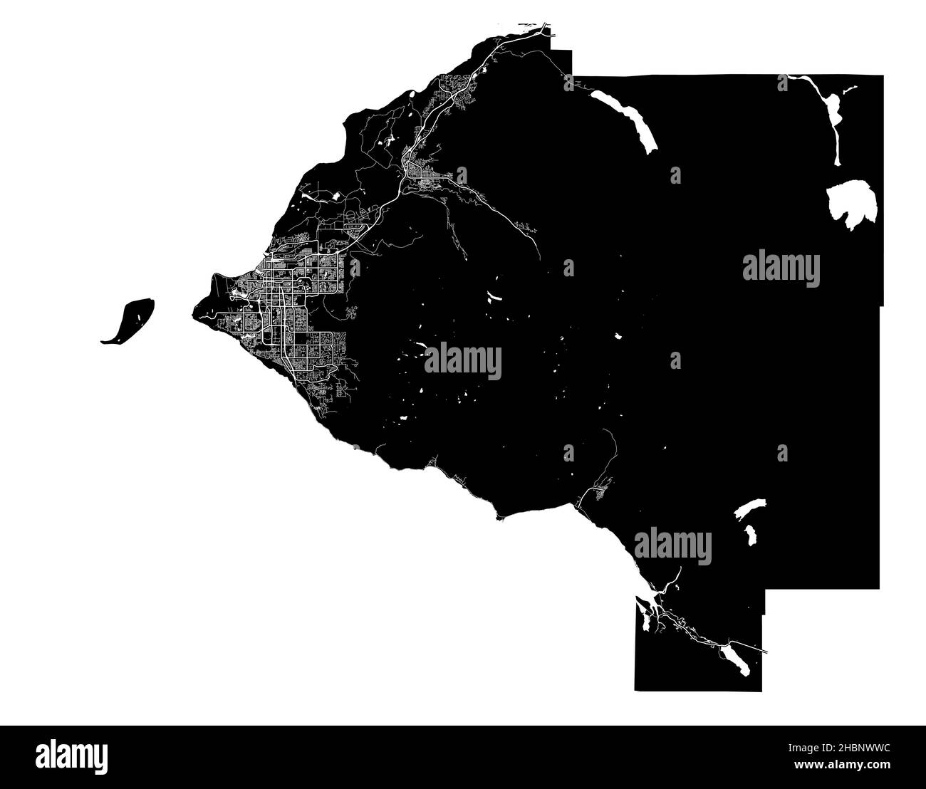 Anchorage, Alaska, Stati Uniti, mappa vettoriale ad alta risoluzione con confini della città e percorsi modificabili. La mappa della città è stata disegnata con aree bianche e lin Illustrazione Vettoriale