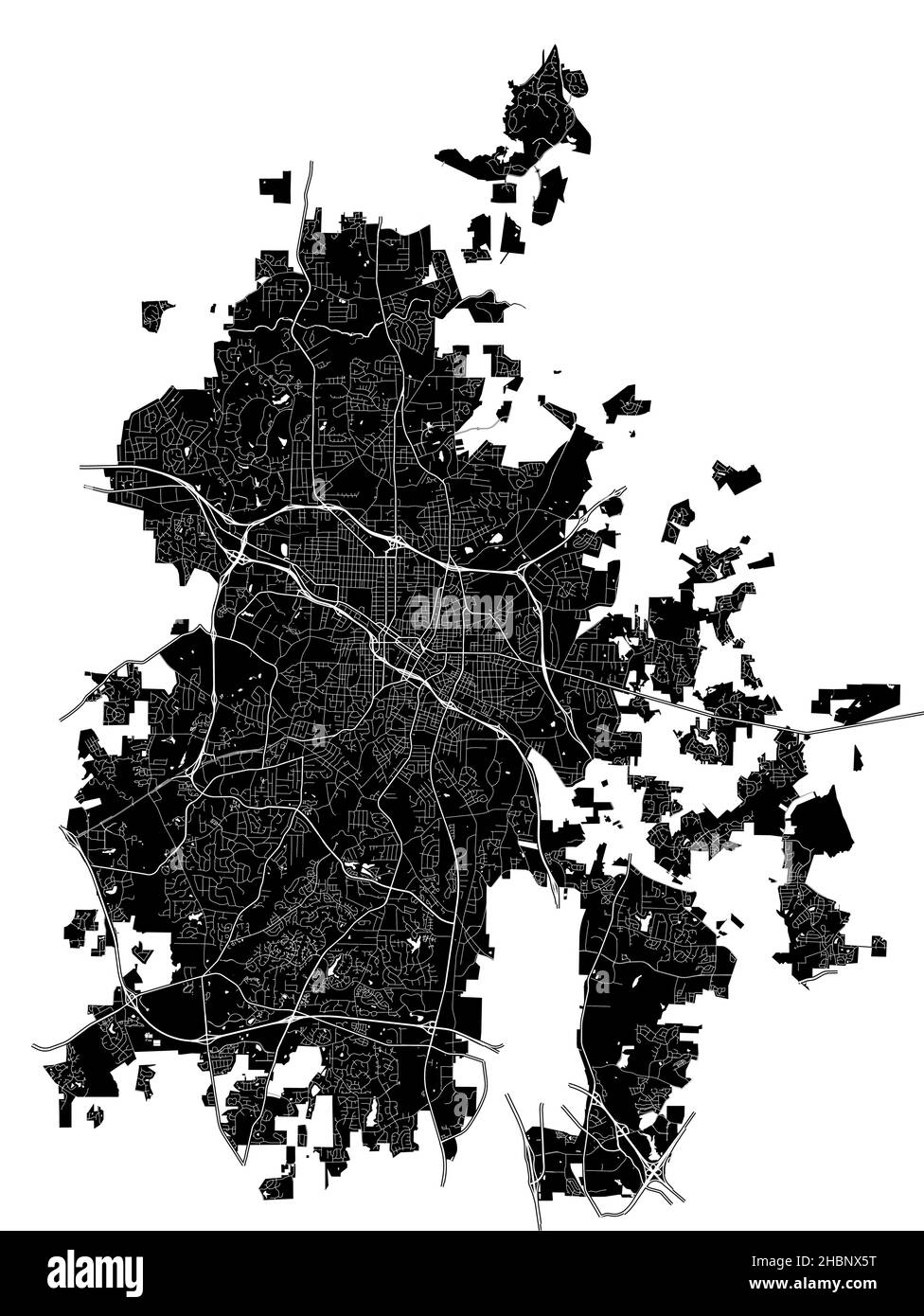 Durham, North Carolina, Stati Uniti, mappa vettoriale ad alta risoluzione con confini della città e percorsi modificabili. La mappa della città è stata disegnata con aree bianche e Illustrazione Vettoriale