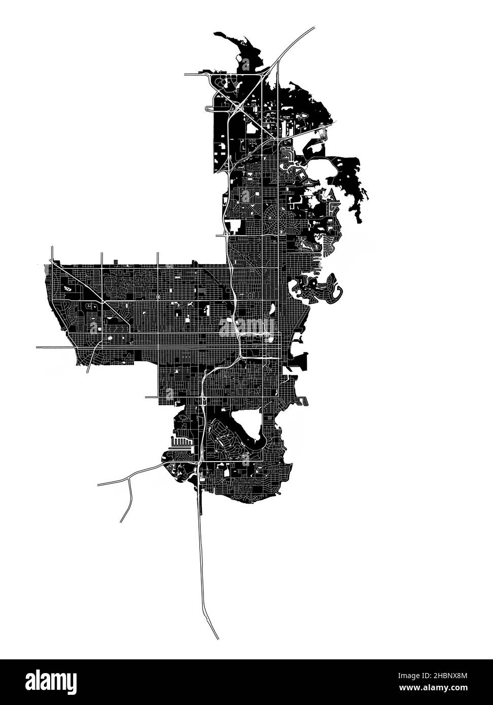 San Pietroburgo, Florida, Stati Uniti, mappa vettoriale ad alta risoluzione con confini della città e percorsi modificabili. La mappa della città è stata disegnata con aree bianche A. Illustrazione Vettoriale