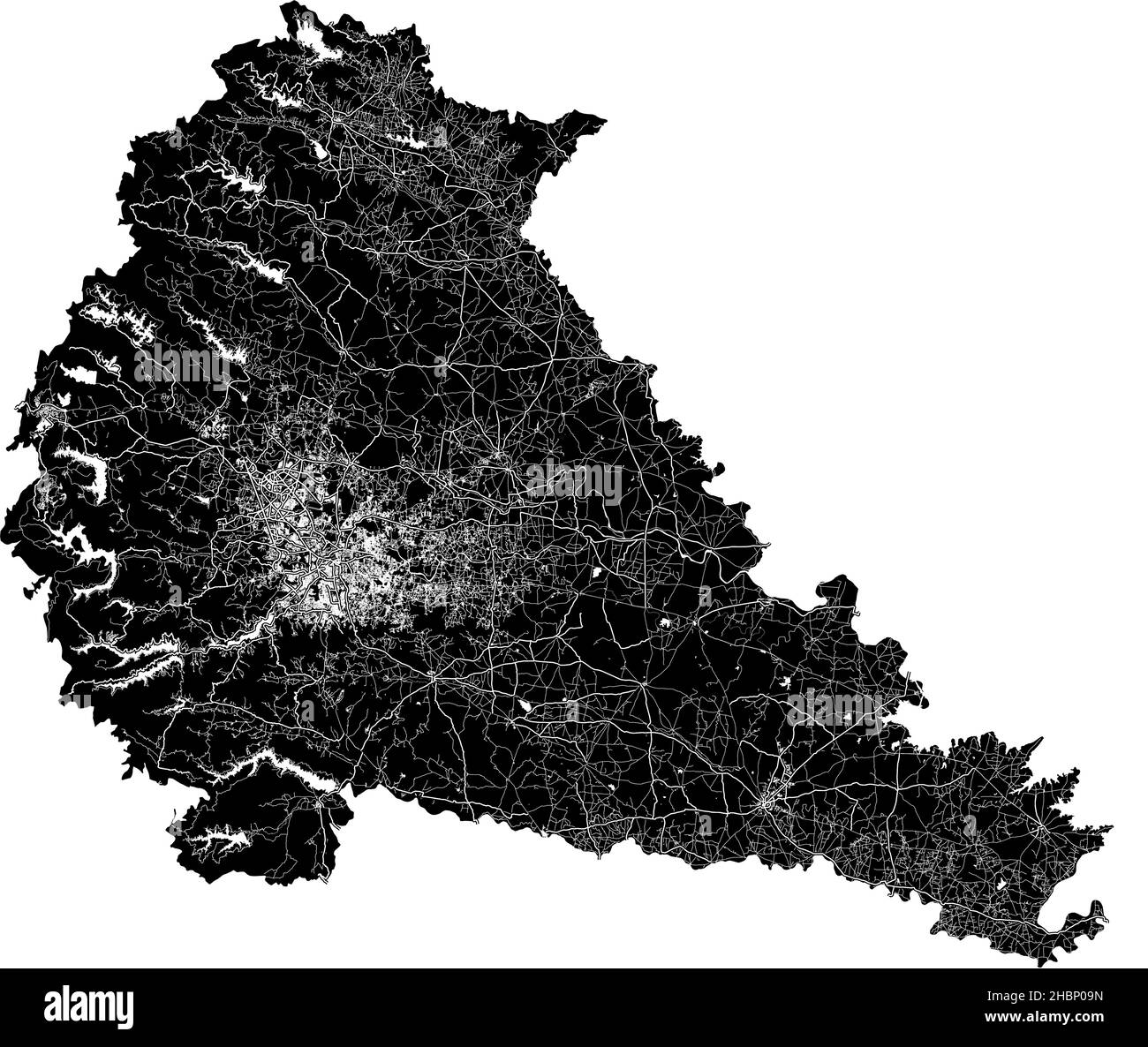 Pune, India, mappa vettoriale ad alta risoluzione con confini della città e percorsi modificabili. La mappa della città è stata disegnata con aree bianche e linee per le strade principali, si Illustrazione Vettoriale
