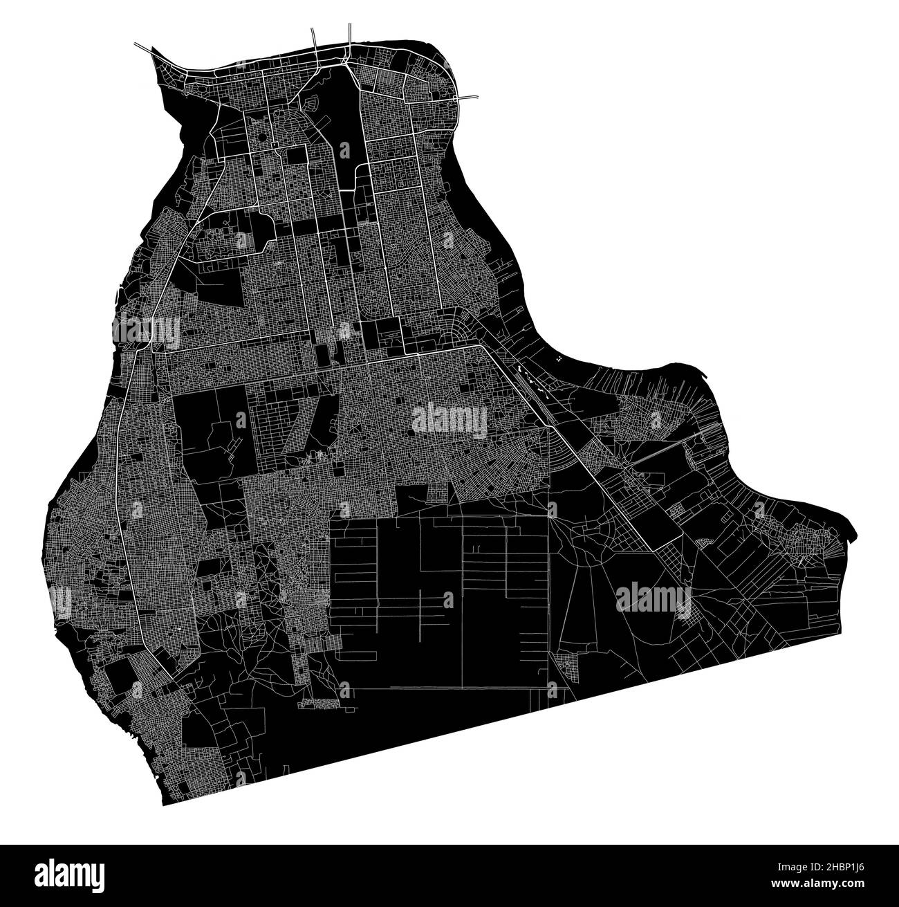 Khartoum, Sudan, Mappa vettoriale in bianco e nero ad alta risoluzione Illustrazione Vettoriale